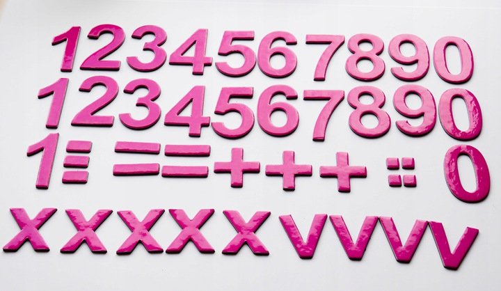 Cyferki magnetyczne - KOLOR RÓŻOWY - 41 elementów