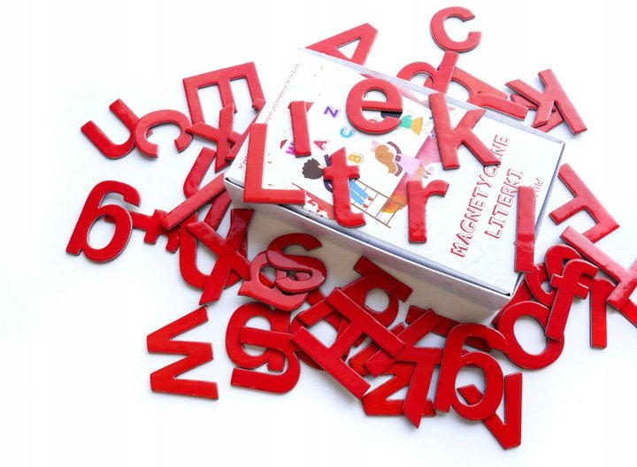 Literki magnetyczne - KOLOR CZERWONY- 80 elementów