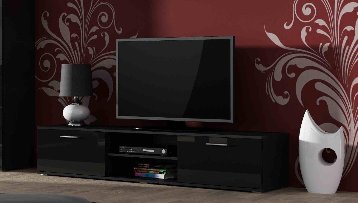 Cama Szafka RTV SOHO 180 czarny czarny połysk SOHORTV180CZ/CZ
