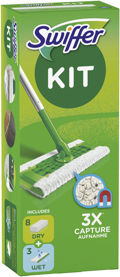Swiffer Mop Płaski + Wkłady 8XSUCHE 3XWET Na Mokro
