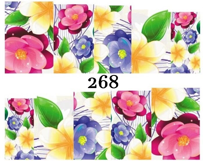 Naklejki wodne na paznokcie KWIATY - nr 268