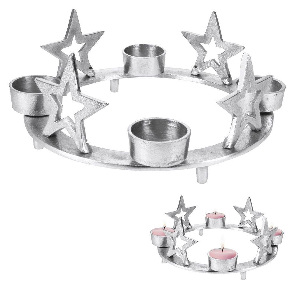 Świecznik na 4 tealigt podstawka pod świeczkę aluminiowy święta gwiazda 4 sztuki 25 cm