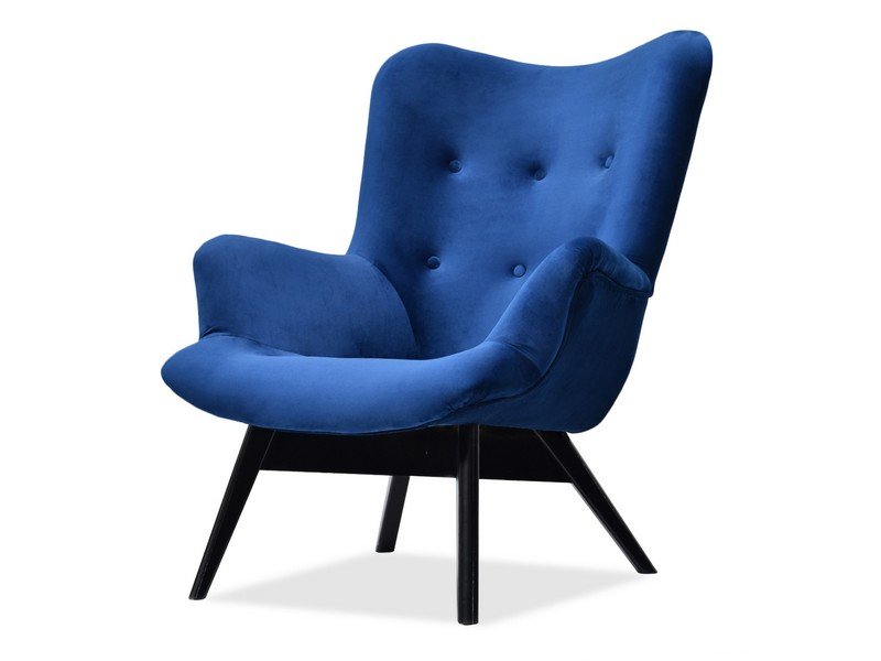 Stylowy Fotel Welurowy Do Telewizora Flori Na Czarnych Nogach Z Drewna