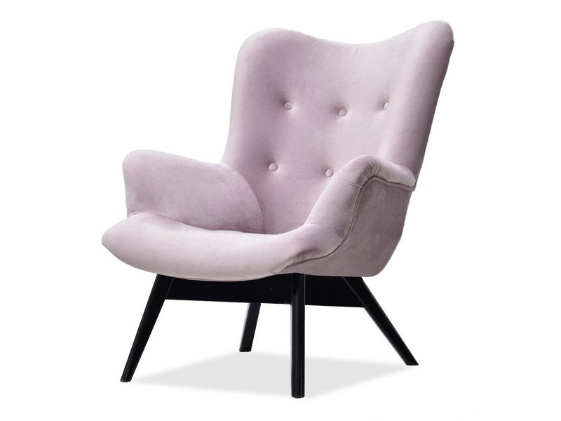 Orginalny Fotel Wypoczynkowy Z Aksamitu Flori Liliowy Czarny