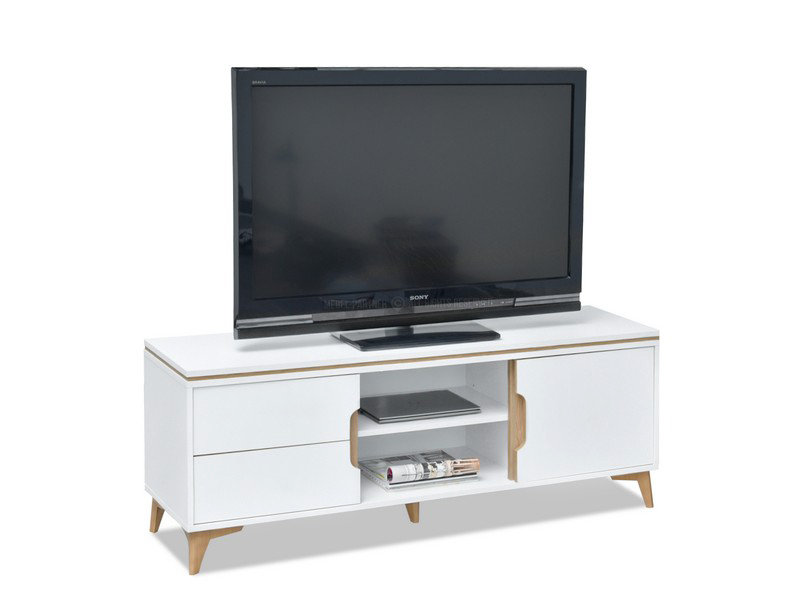 Szeroka Szafka Rtv Pod Telewizor Do Modnego Salonu Lark L8 Biała - Jesion