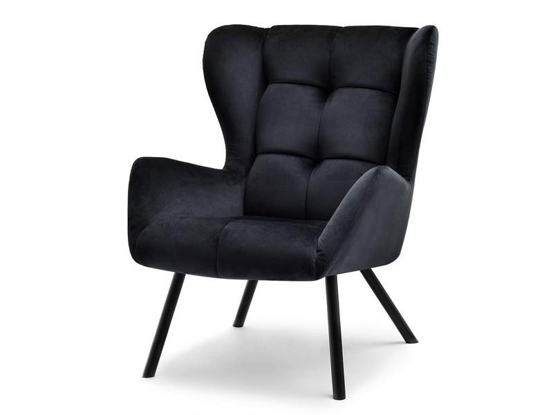 Designerski Fotel Wypoczynkowy Z Wysokim Oparciem Kikori Czarny