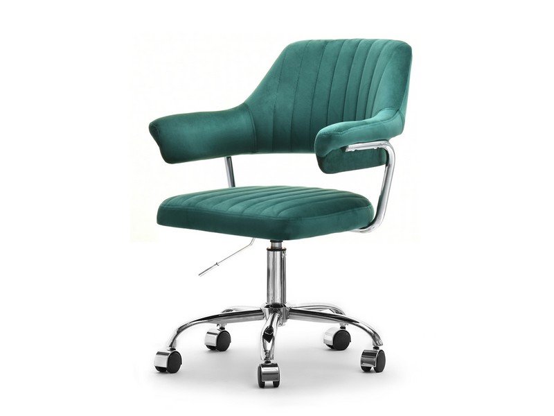Elegancki Fotel Biurowy Na Chromowanym Stelażu Merlin Zielony Velvet