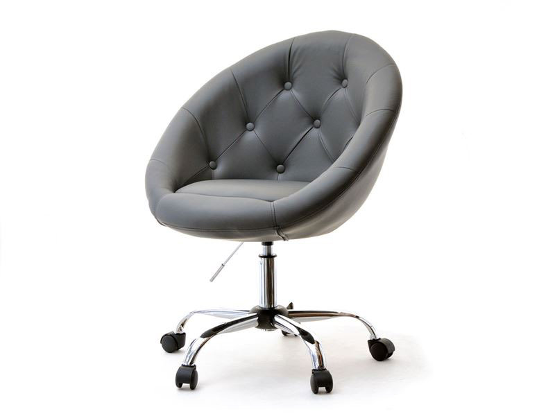 Kubełkowy Fotel Klubowy Z Pikowaniem Guzikami Lounge 4 Szara Ekoskóra-Chrom