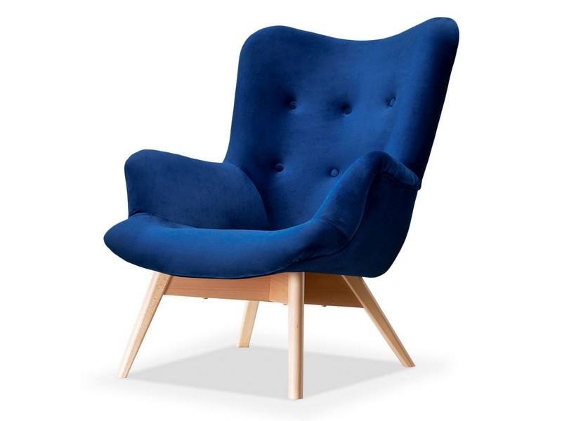 Ergonomiczny Fotel Wypoczynkowy Uszak Flori Granat Velvet - Buk