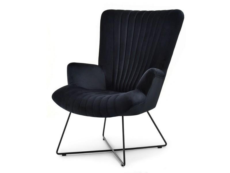 Fotel Wypoczynkowy Na Metalowych Płozach Nell Czarny Z Weluru
