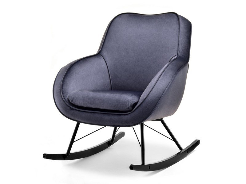 Designerski Fotel Z Lamowaniem Do Pokoju Coco Stalowy Welur-Czarny