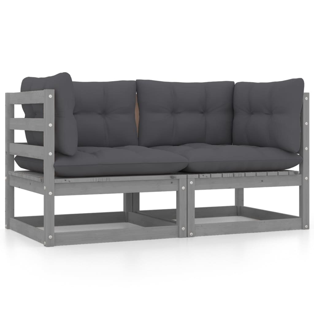 vidaXL 2-osobowa sofa ogrodowa z poduszkami, lite drewno sosnowe