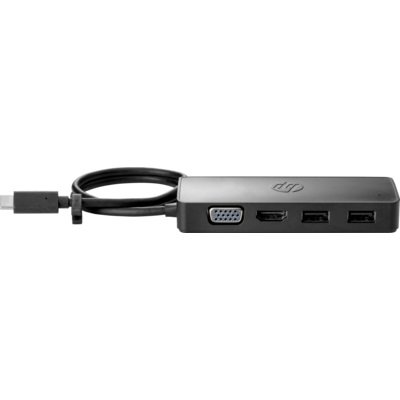 HUB USB-C Travel, 235N8AA, 2 porty USB, 1 port HDMI, 1 port VGA, czarny / HP