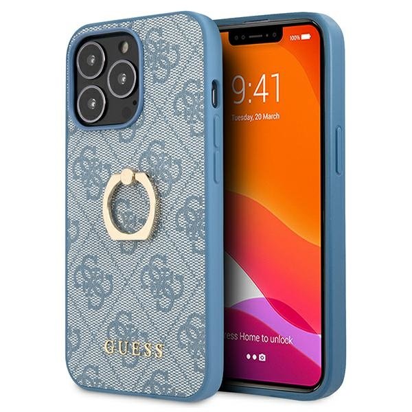 Guess 4G Ring Case - Etui iPhone 13 Pro niebieski GUHCP13L4GMRBL
