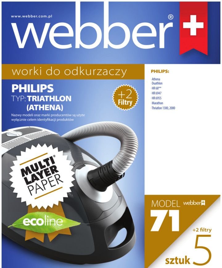Webber Worki Philips Triathlon Athena plus 2 filtry 71 multi layer paper