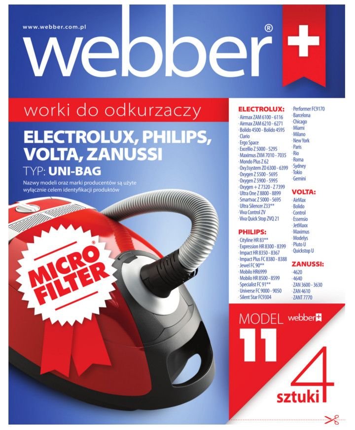 Webber Worek do odkurzacza WEBBER 11 (4 sztuki)