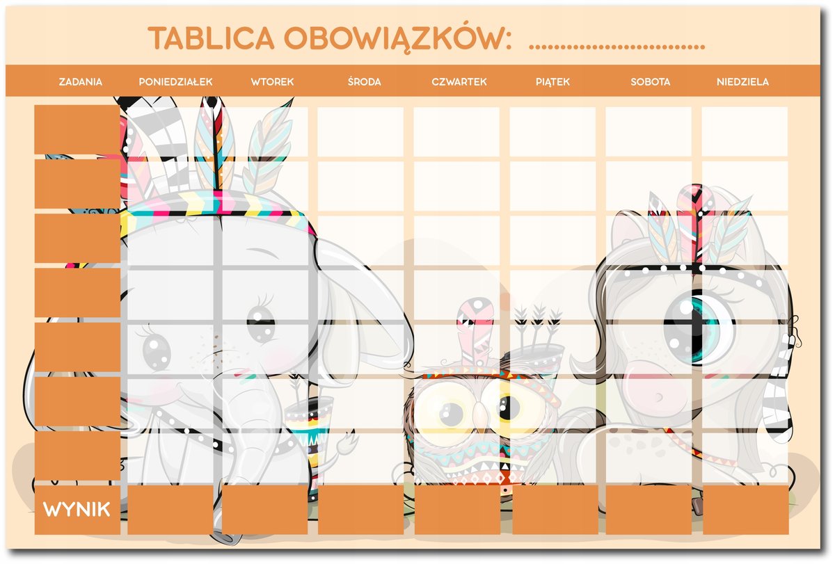 Tablica magnetyczna, tablica obowiązków Indianie