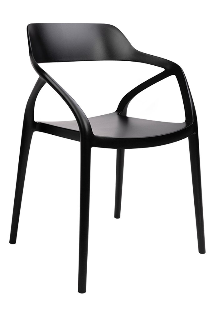 King Home Krzesło z podłokietnikami czarne tworzywo GLORIA polipropylen 347-APP