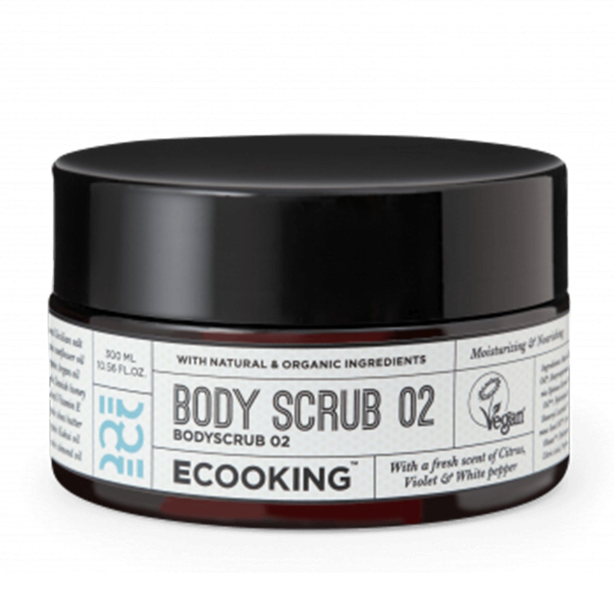 Ecooking Body Scrub 02 Scrub do ciała na bazie naturalnych olejów i soli sycylijskiej o zapachu cytrusów, fiołka i białego pieprzu 350g