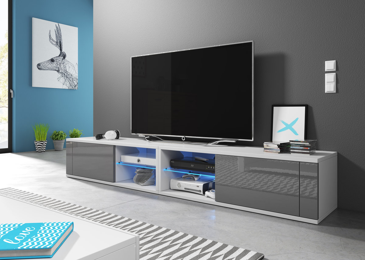 RTV Best Double + LED biały mat/szary połysk
