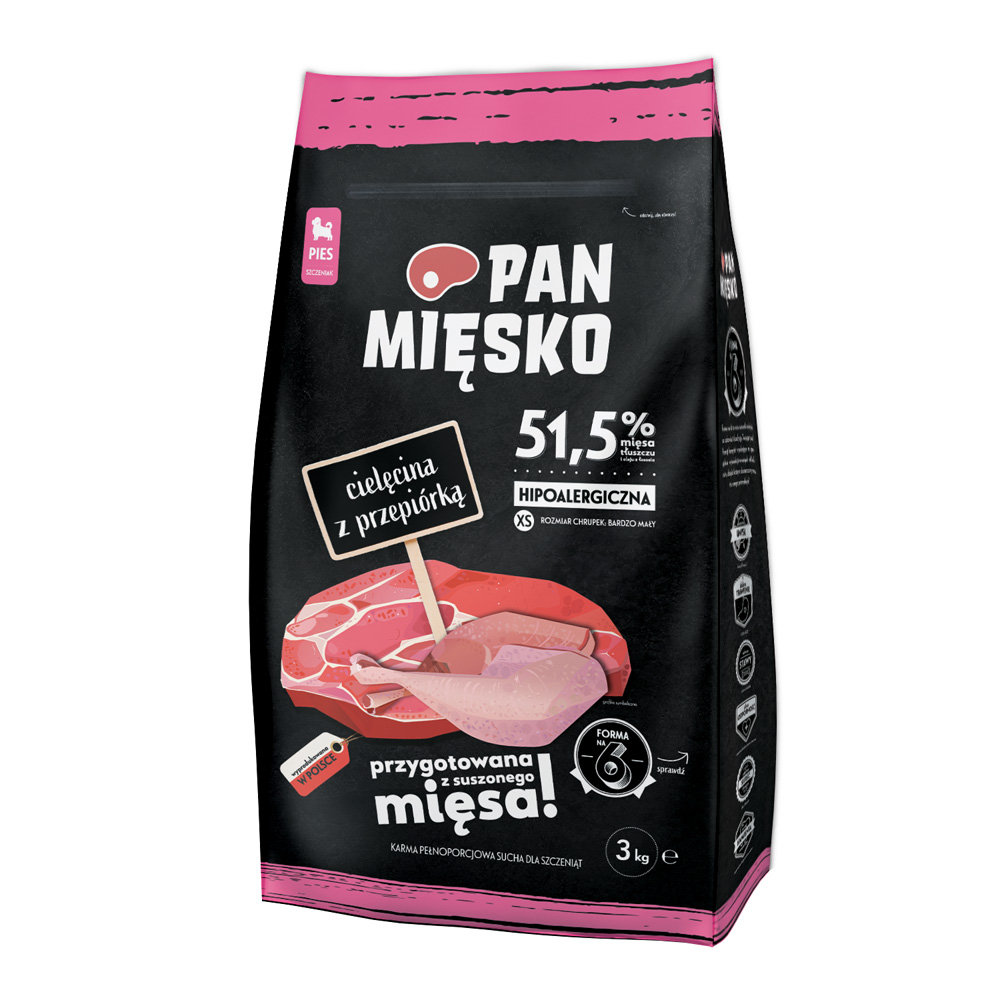 Pan Mięsko Cielęcina z Przepiórką XS 3kg szczenięta