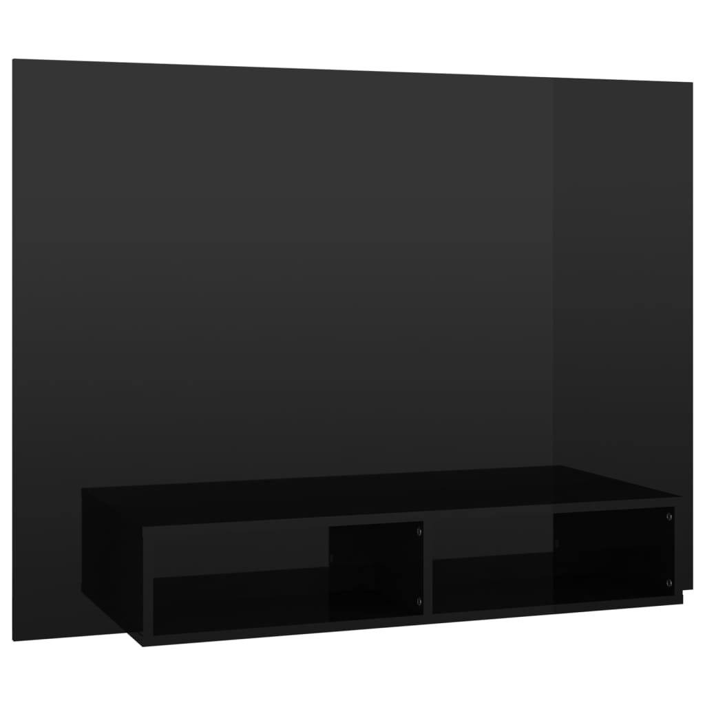 vidaXL Wisząca szafka pod TV, czarna, wysoki połysk, 120x23,5x90 cm