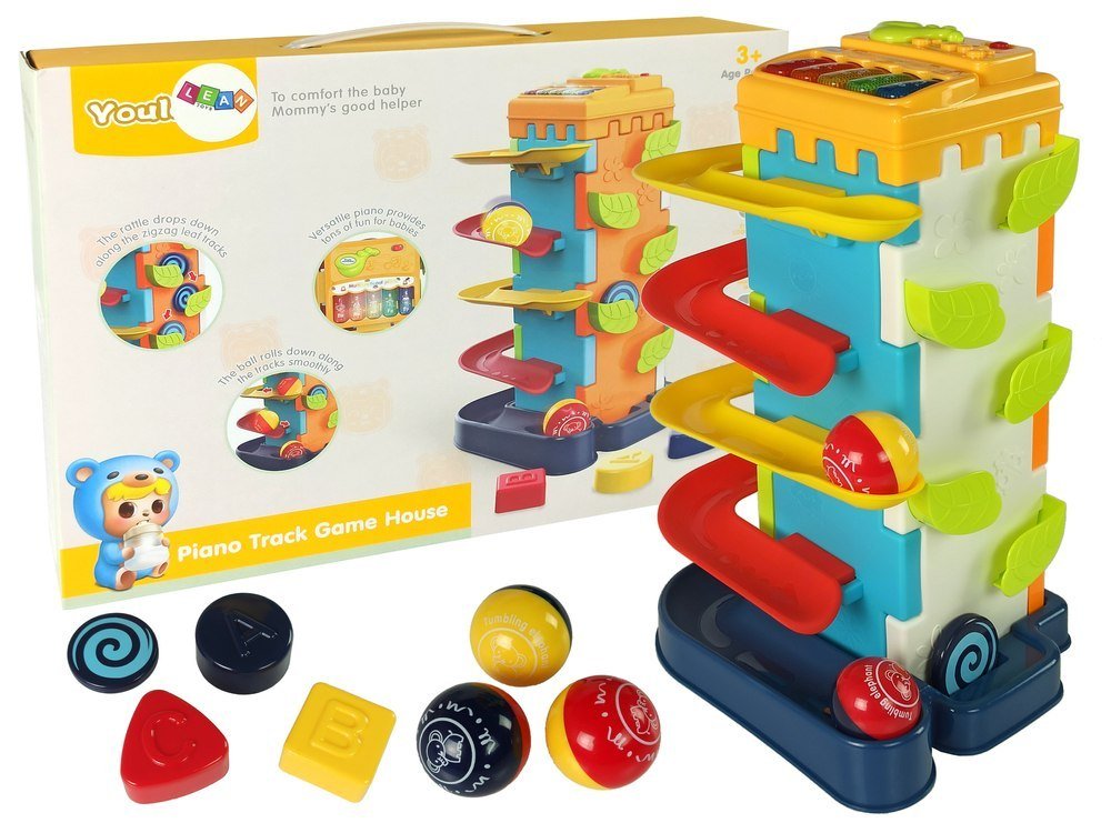 LEANToys Zjeżdżalnia Piłeczek Blok Edukacyjny Sorter z Pianinkiem 9428