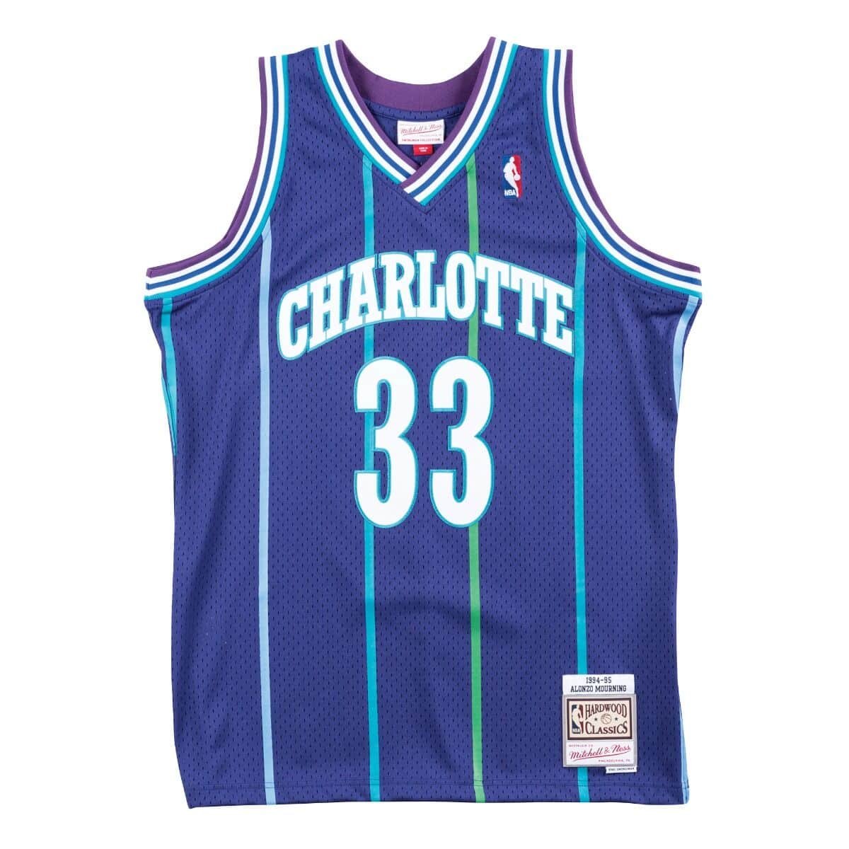 Koszulka koszykarska Mitchell & Ness NBA Charlotte Hornets Alonzo Mourning Swingman fioletowa - S