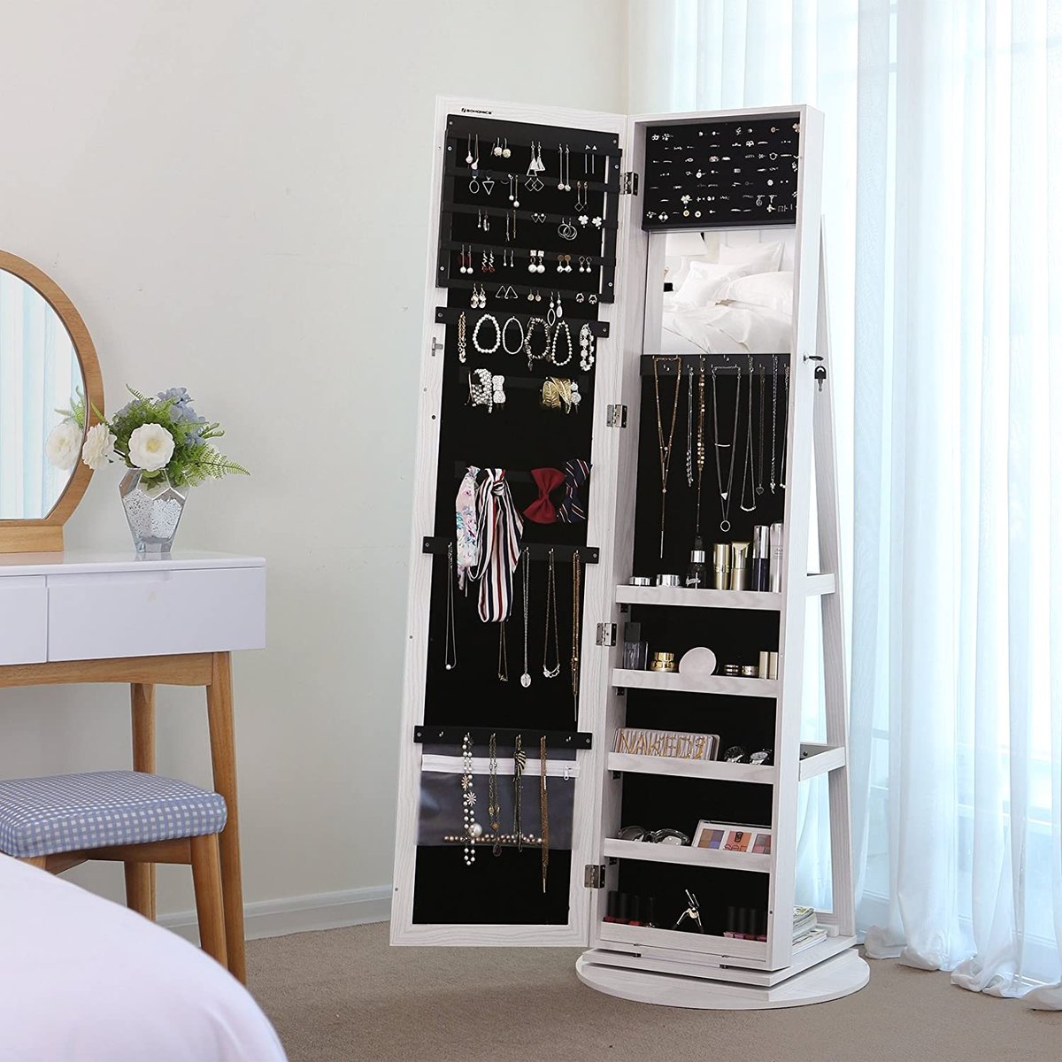 Organizer na biżuterię z lustrem 160 cm