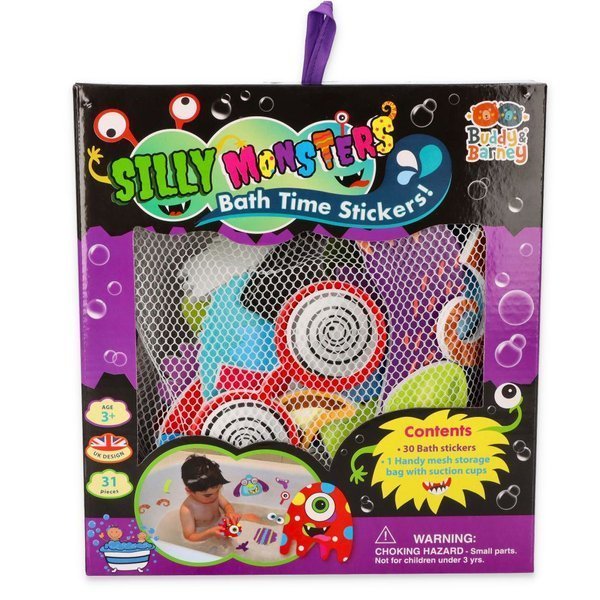 Buddy & Barney Buddy & Barney | Silly Monsters Naklejki kąpielowe | Zabawki kąpielowe dla niemowląt 1 2 3 4 5 lat Zabawna zabawka do kąpieli dla małych dzieci e twarze BB167