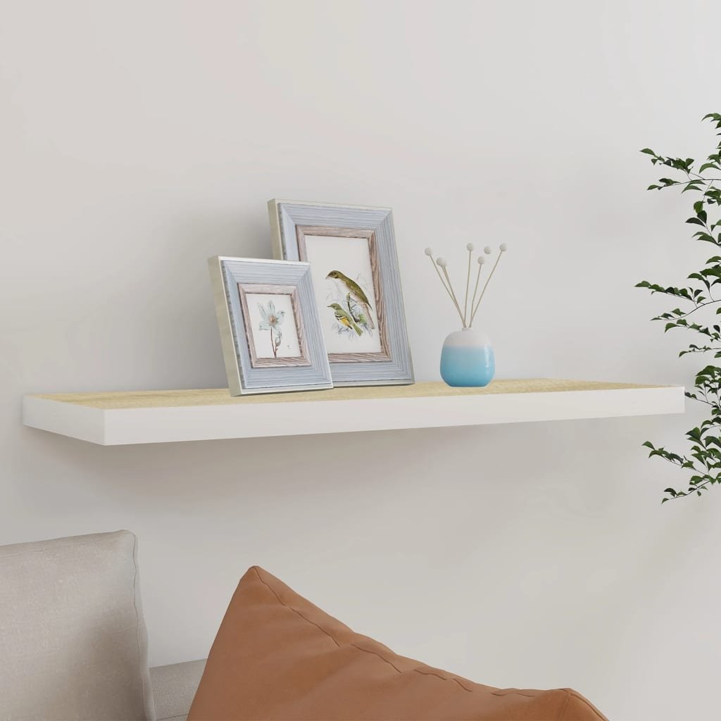 VidaXL Lumarko Półka ścienna, dębowo-biała, 80x23,5x3,8 cm, MDF 326579 VidaXL