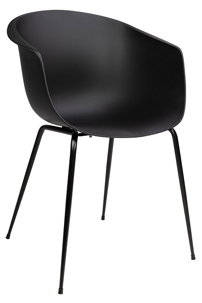 King Home Krzesło czarne z podłokietnikami RALF polipropylen, metalowe czarne nogi 342 CPP6