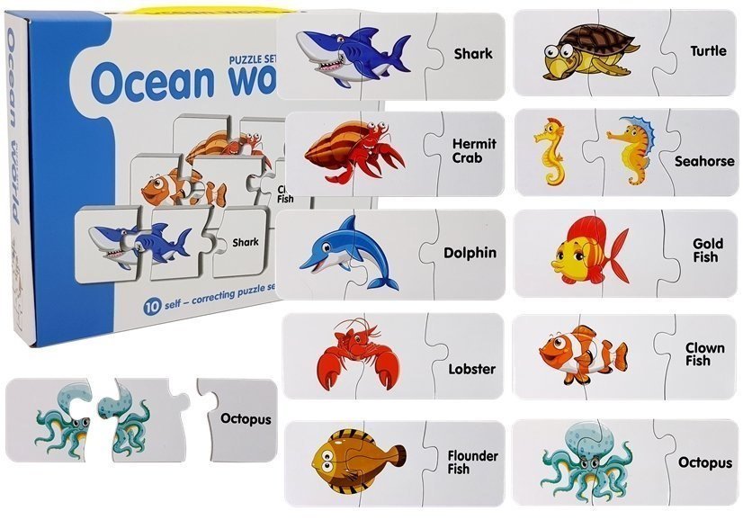 Import LEANToys Puzzle Edukacyjne Układanka Świat Oceanów 10 Połączeń LT-7808-0