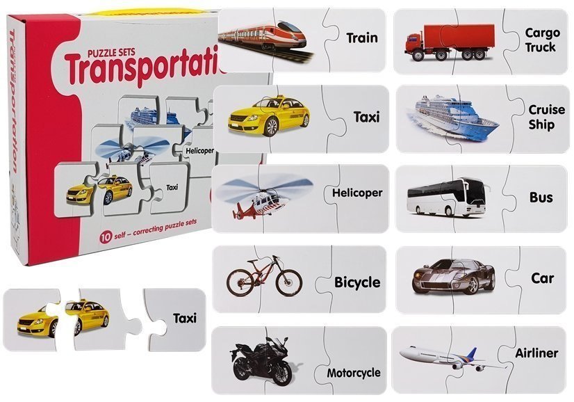 Import LEANToys Puzzle Edukacyjne Układanka Transport 10 Połączeń LT-7810-0