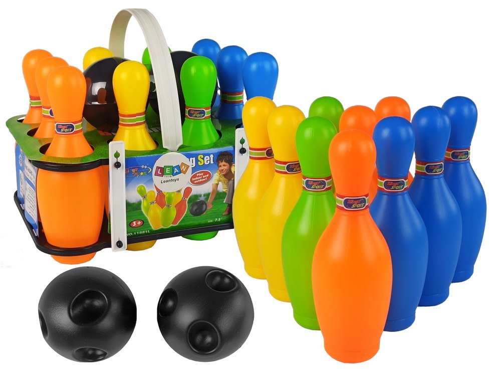 LEANToys Kolorowy Zestaw Gry w Kręgle 10 szt Kula 20 cm 9281