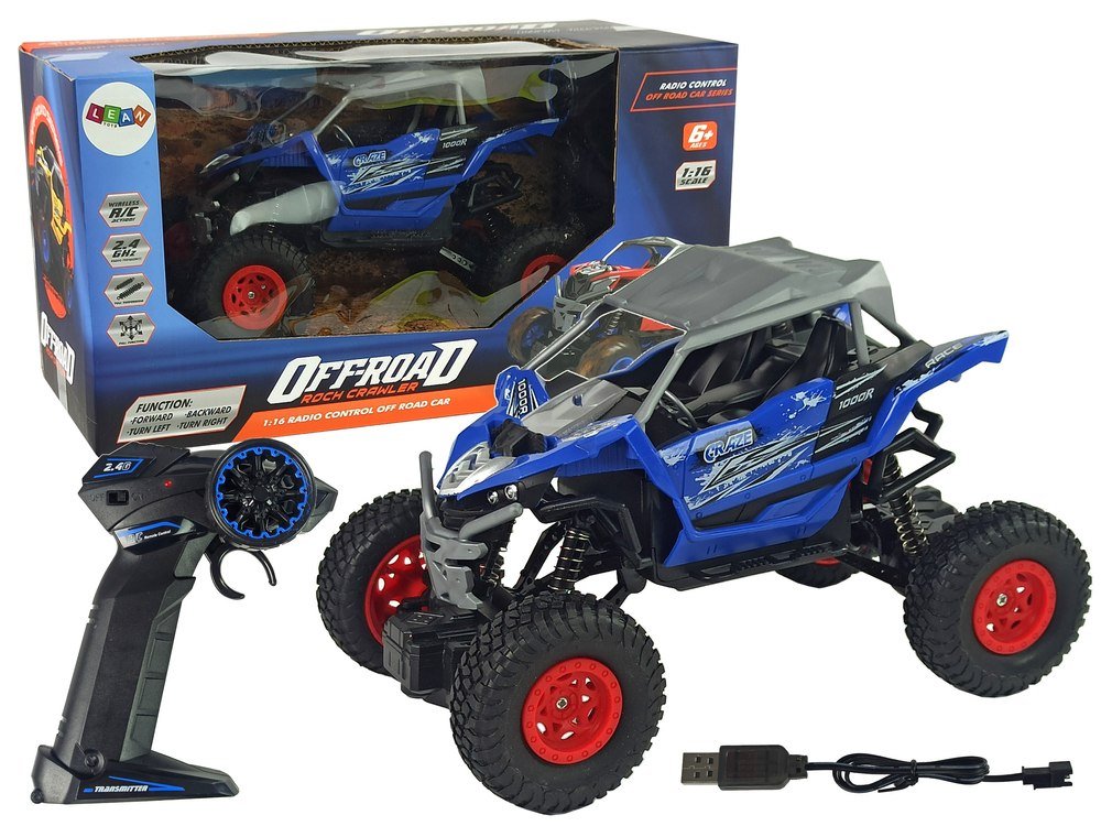 Import LEANToys Terenowe Auto Off- Road Zdalnie Sterowane 2,4 GHz 1:16 Niebieskie LT-9388-0