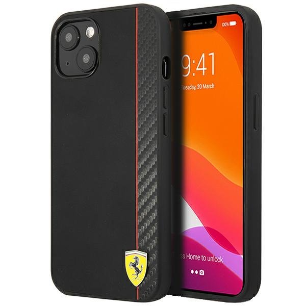Ferrari Obudowa dla telefonów komórkowych Smooth and Carbon Effect na Apple iPhone 13 Czarny