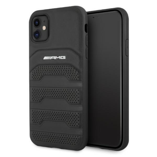 AMG Etui do iPhone 11 AMG Leather Debossed Lines czarne AMG00004