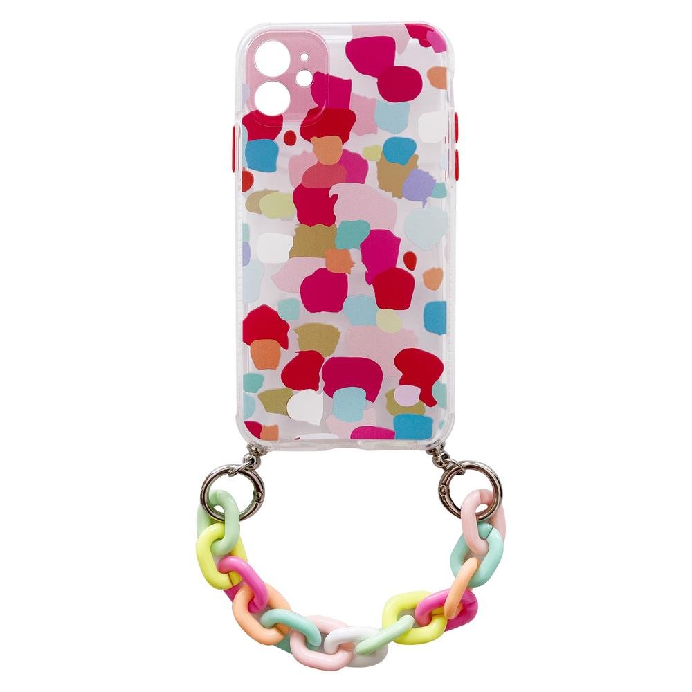 Hurtel Color Chain Case żelowe elastyczne etui z łańcuchem łańcuszkiem zawieszką do iPhone 8 Plus / iPhone 7 Plus wielokolorowy