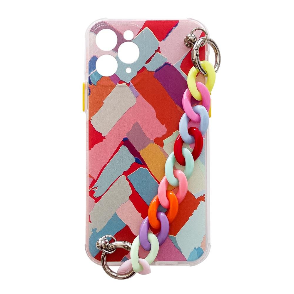 Hurtel Color Chain Case żelowe elastyczne etui z łańcuchem łańcuszkiem zawieszką do iPhone XS / iPhone X wielokolorowy