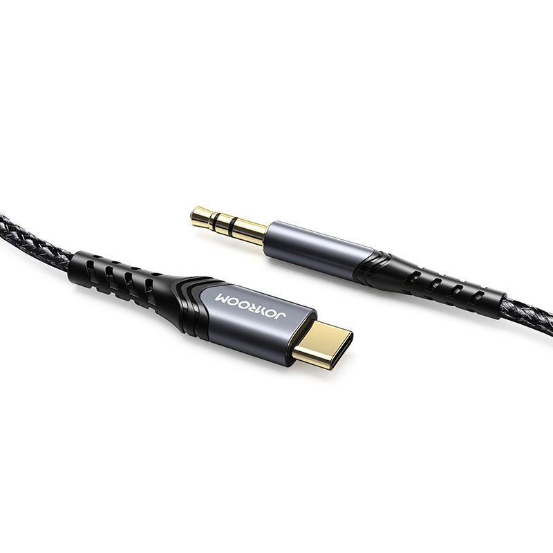 Joyroom Joyroom kabel audio stereo AUX 3,5 mm mini jack - USB Typ C do telefonu tabletu 2 m czarny (SY-A03) SY-A03