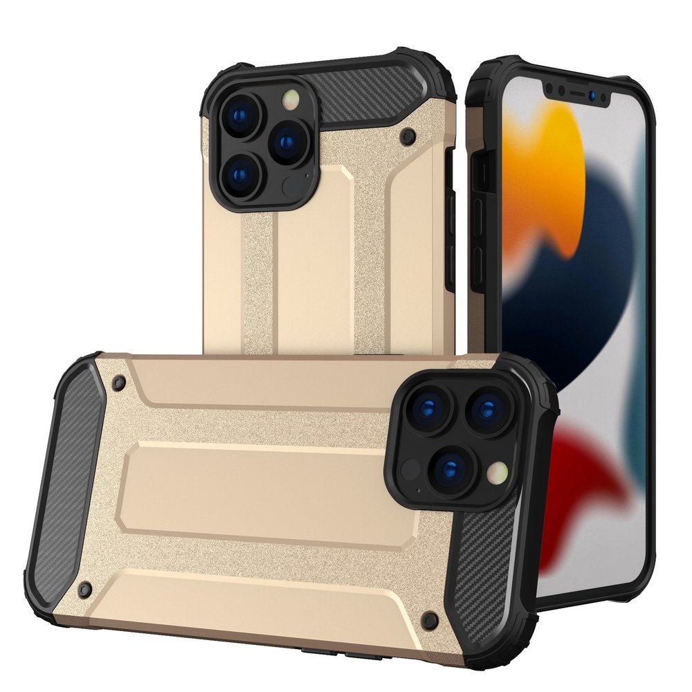 Hurtel Hybrid Armor pancerne hybrydowe etui pokrowiec iPhone 13 Pro złoty