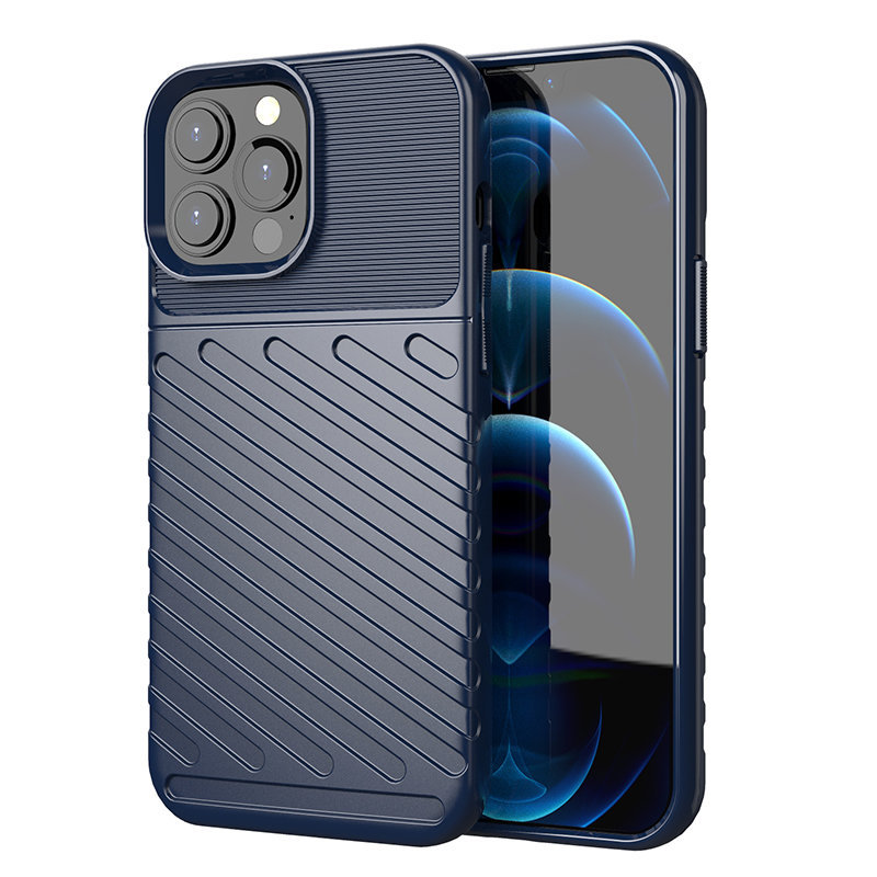 Hurtel Thunder Case elastyczne pancerne etui pokrowiec iPhone 13 Pro Max niebieski
