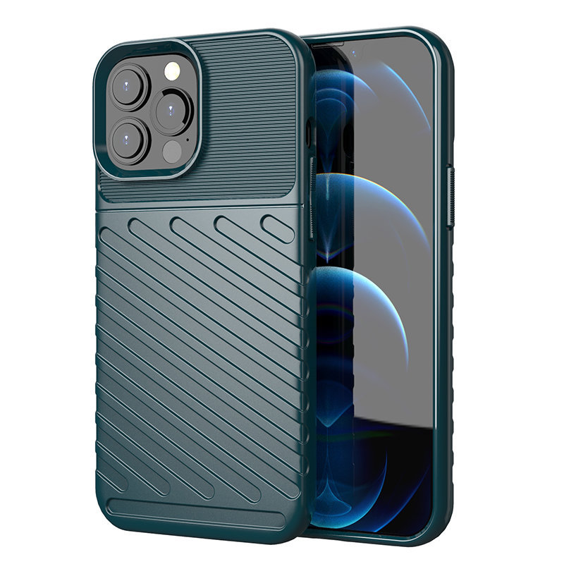 Hurtel Thunder Case elastyczne pancerne etui pokrowiec iPhone 13 Pro Max zielony