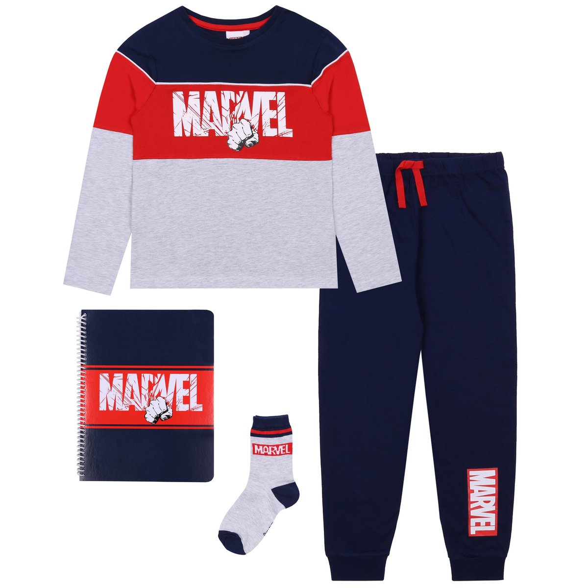 Zestaw prezentowy z piżamą i notesem dla chłopca MARVEL 9-10lat 140 cm
