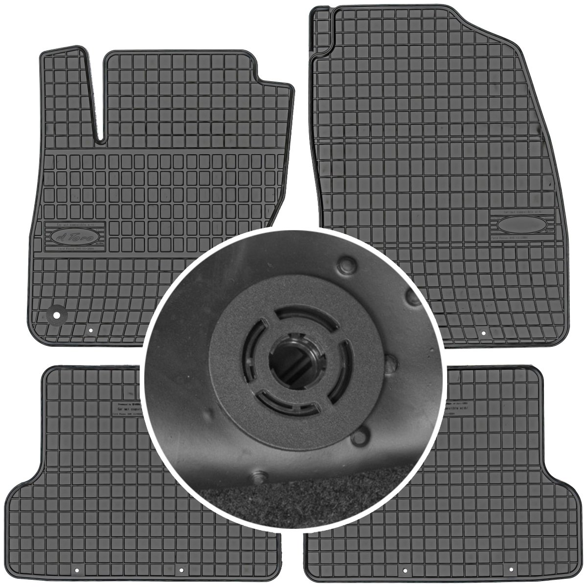 Ford Focus II Hatchback / Sedan / Kombi od 2007-2011r. Dywaniki gumowe FROGUM 0301 + mocowania MAX-DYWANIK