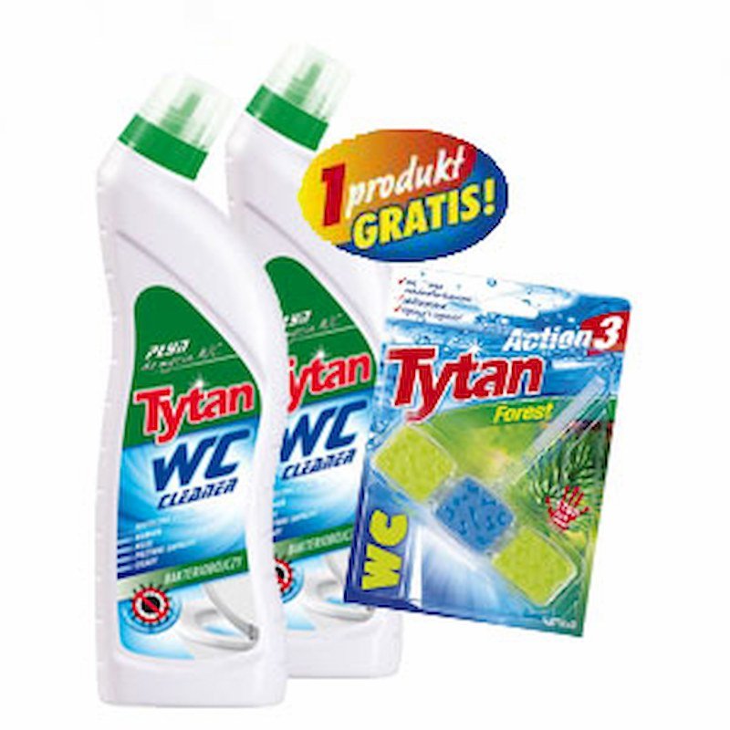 2 x Płyn do mycia WC Tytan max zielony 1,2kg + kostka Action3 Forest