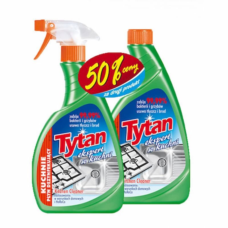 Płyn do mycia kuchni dezynfekujący Tytan ekspert w kuchni spray 500g + zapas 500g PROMO