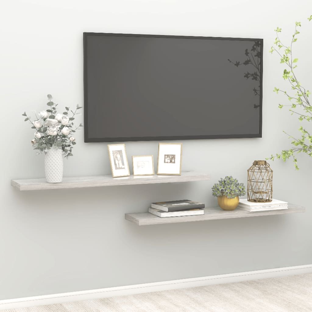vidaXL Półki ścienne, 2 szt., szarość betonu, 120 x 23,5 x 3,8 cm, MDF vidaXL