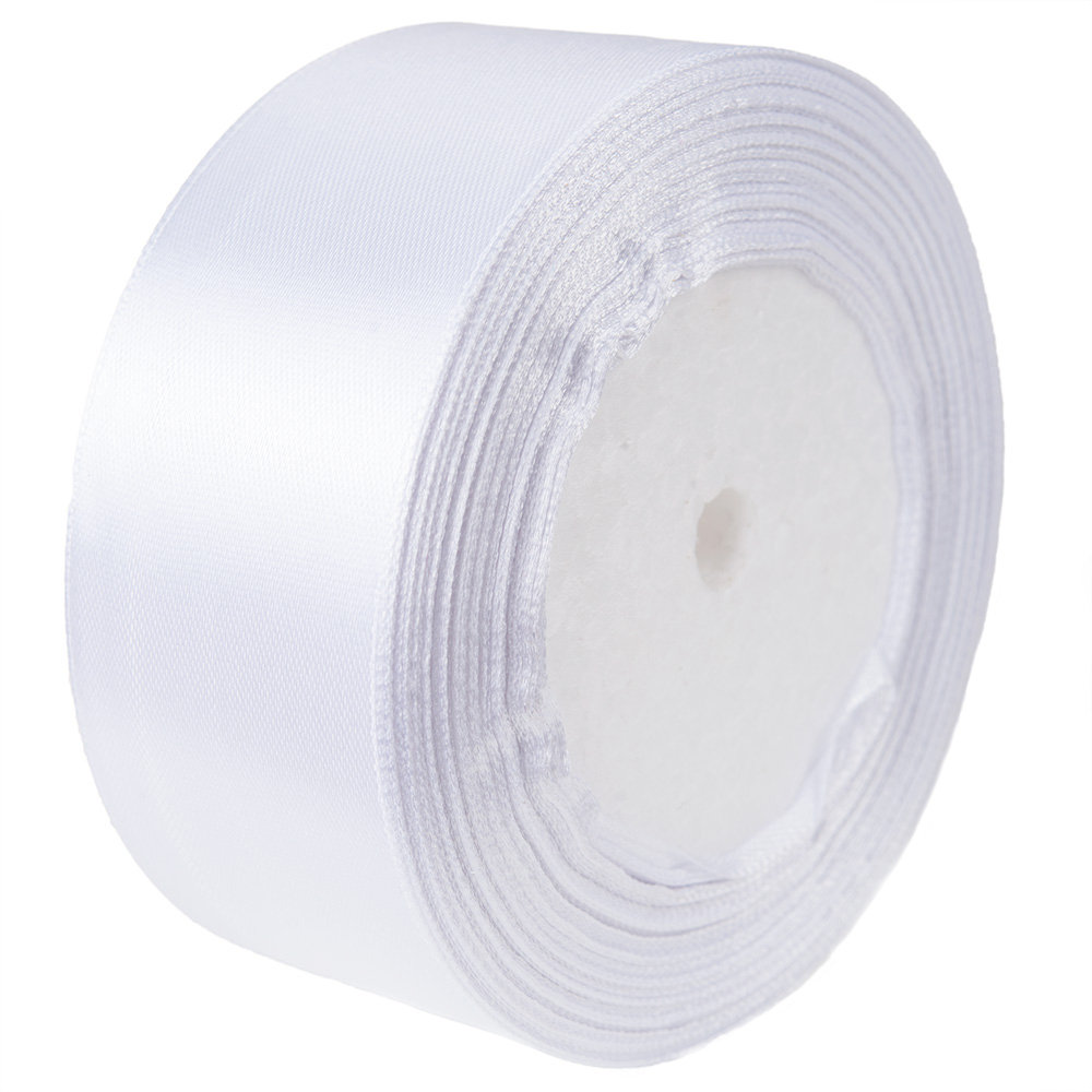 Wstążka Biała Satynowa Tasiemka Atłasowa 38MM - 001